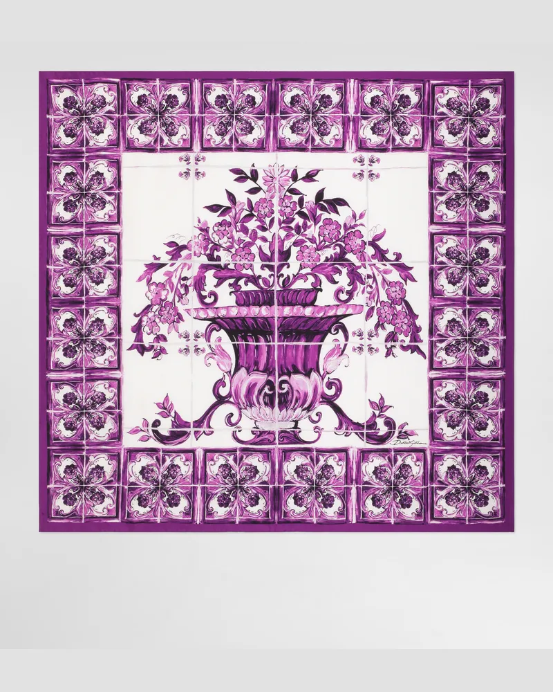 Dolce & Gabbana Foulard 90x90 In Twill Di Seta Stampa Maiolica - Donna Sciarpe E Foulard Stampa Seta Stampa