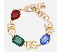 Bracciale Con Logo Dg E Strass Multicolor - Donna Bijoux Multicolore Metallo