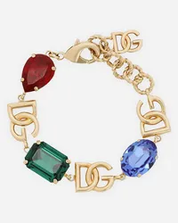 Dolce & Gabbana Bracciale Con Logo Dg E Strass Multicolor - Donna Bijoux Multicolore Metallo Multicolor