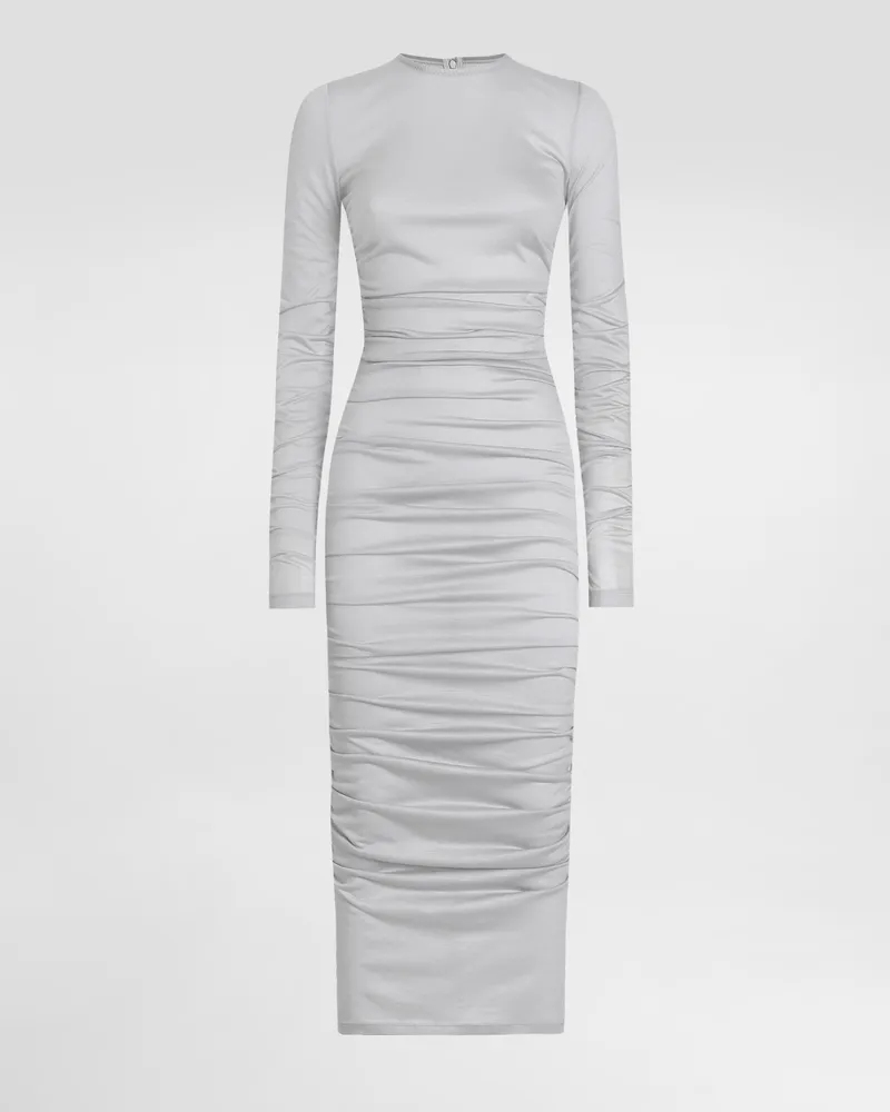 Dolce & Gabbana Abito Longuette Drappeggiato In Jersey Di Lana - Donna Abiti Grigio Grigio-azzurro