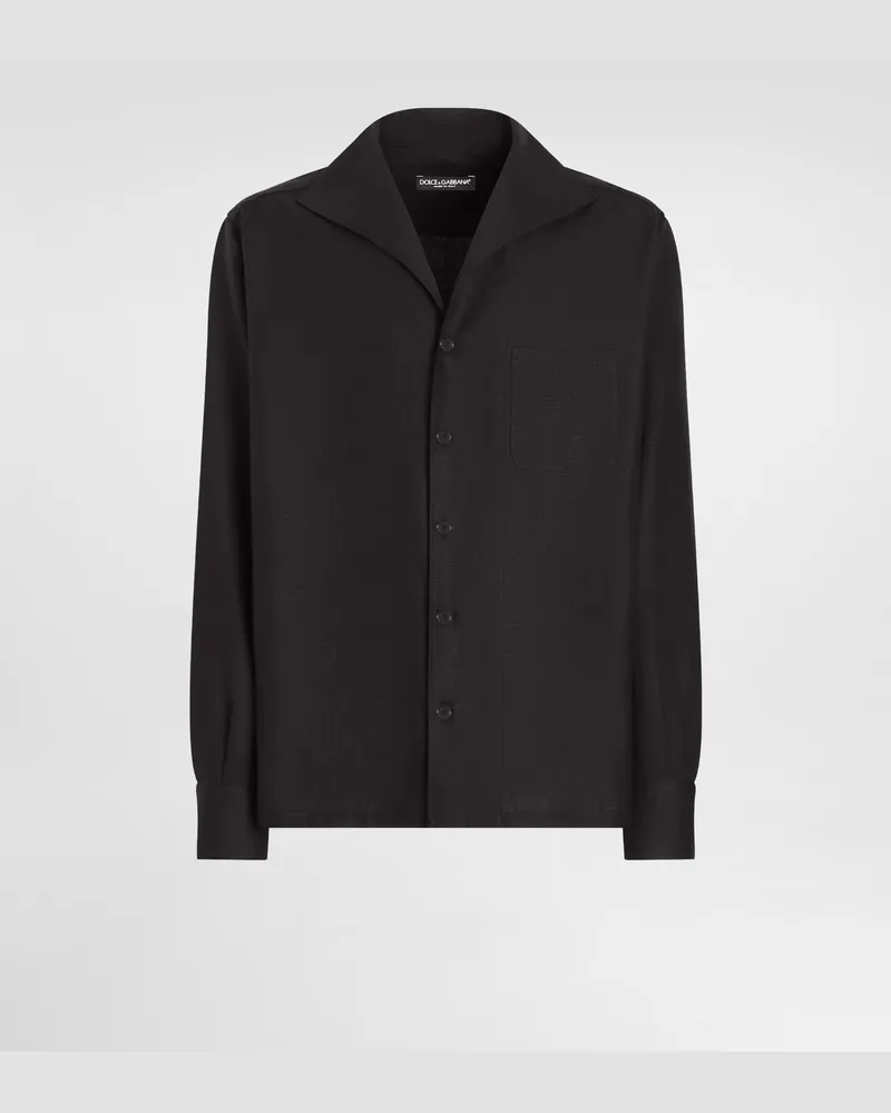 Dolce & Gabbana Camicia Manica Lunga In Lino - Uomo Camicie Nero Lino Nero
