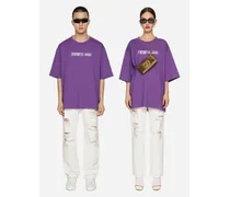 T-shirt Manica Corta In Jersey Di Cotone Con Stampa Dg Vib3 - Donna T-shirts E Felpe Viola Cotone