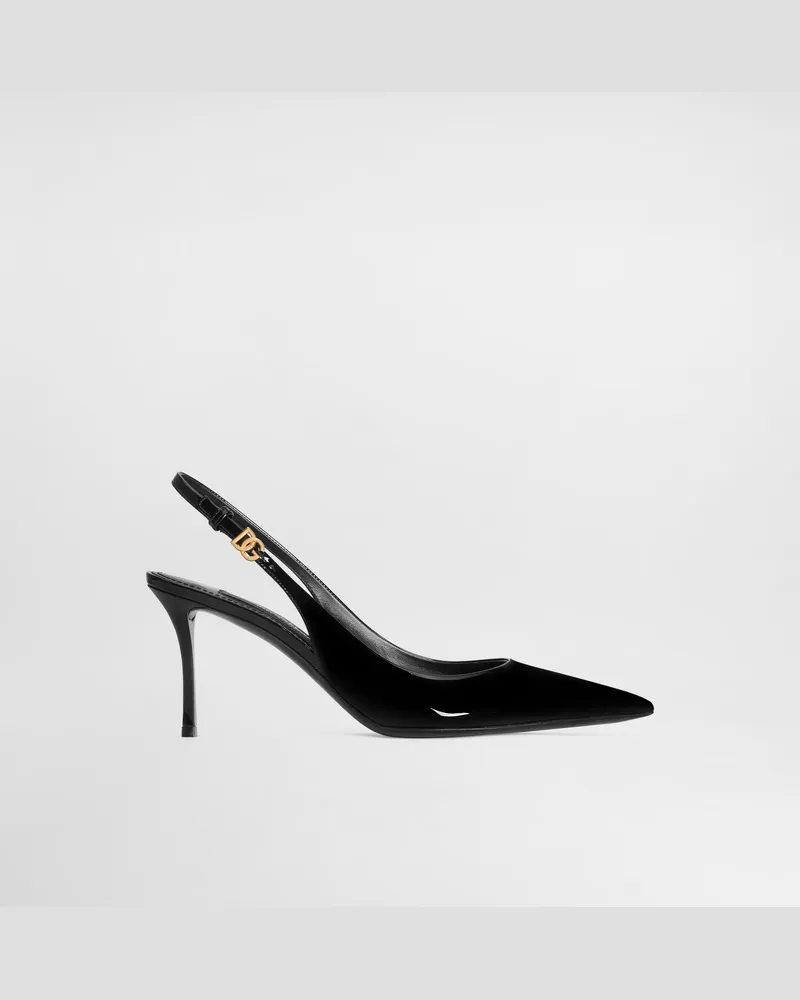Dolce & Gabbana Slingback In Vernice - Donna Décolleté E Slingback Nero Pelle Nero