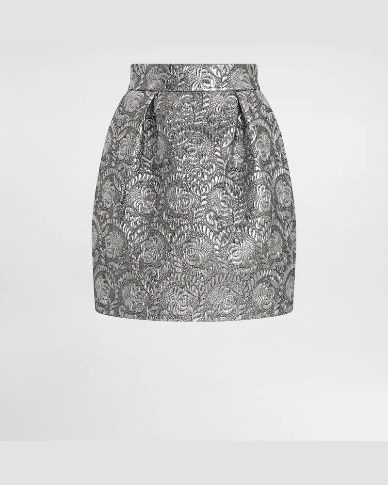 Dolce & Gabbana Minigonna In Jacquard Lamé Floreale - Donna Gonne Argento Argento