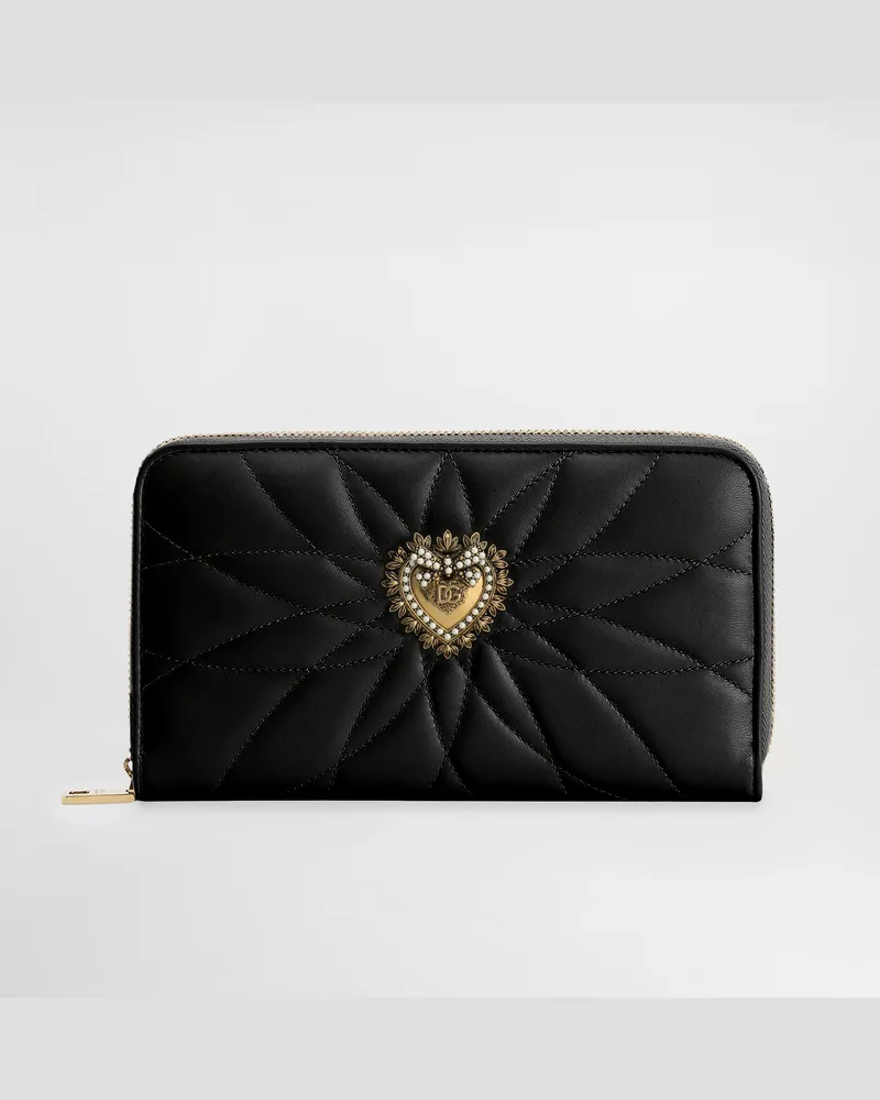 Dolce & Gabbana Portafoglio Devotion Zip Around - Donna Portafogli E Piccola Pelletteria Nero Pelle Nero