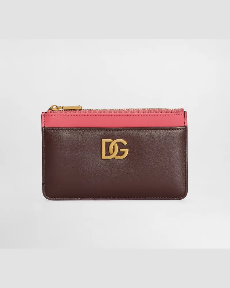 Dolce & Gabbana Portacarte In Pelle Di Vitello Con Logo Dg - Donna Portafogli E Piccola Pelletteria Bordeaux Bordeaux