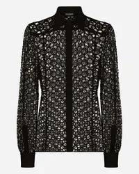 Dolce & Gabbana Camicia Sicilia In Pizzo Macramé - Uomo Camicie Nero Nero