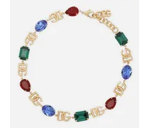 Necklace With Dg Logo And Multi-colored Crystals - Donna Bijoux Multicolore Metallo