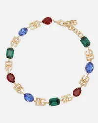 Dolce & Gabbana Necklace With Dg Logo And Multi-colored Crystals - Donna Bijoux Multicolore Metallo Multicolor