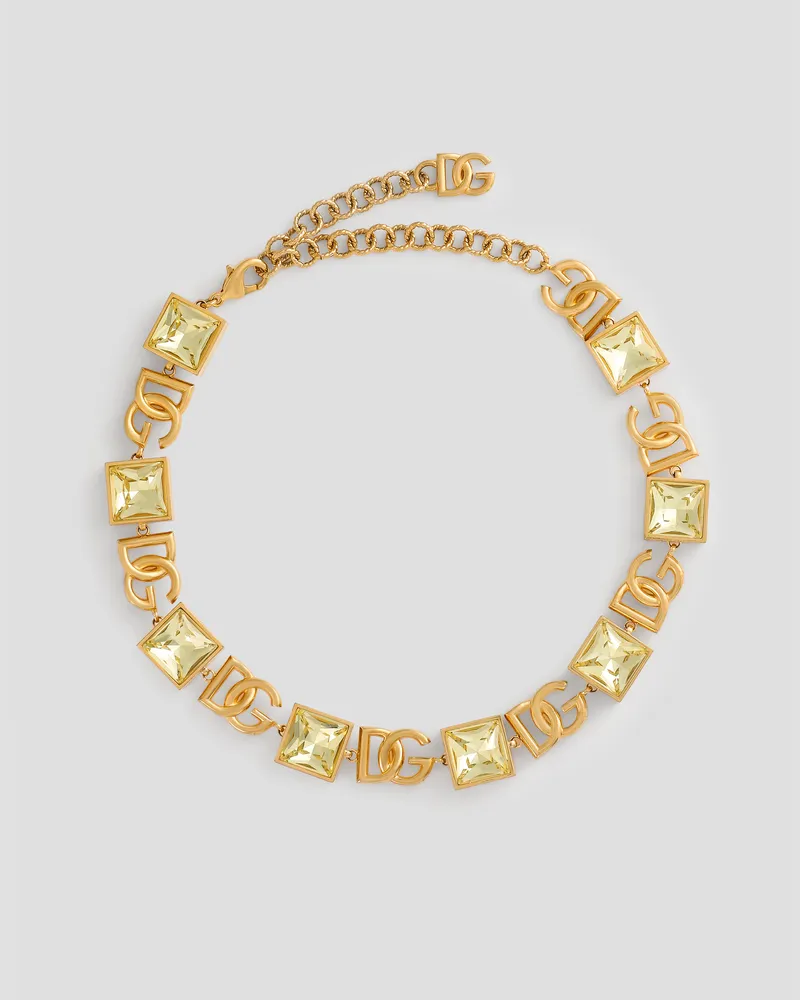 Dolce & Gabbana Collana Con Logo Dg E Strass - Donna Bijoux Oro Metallo Oro