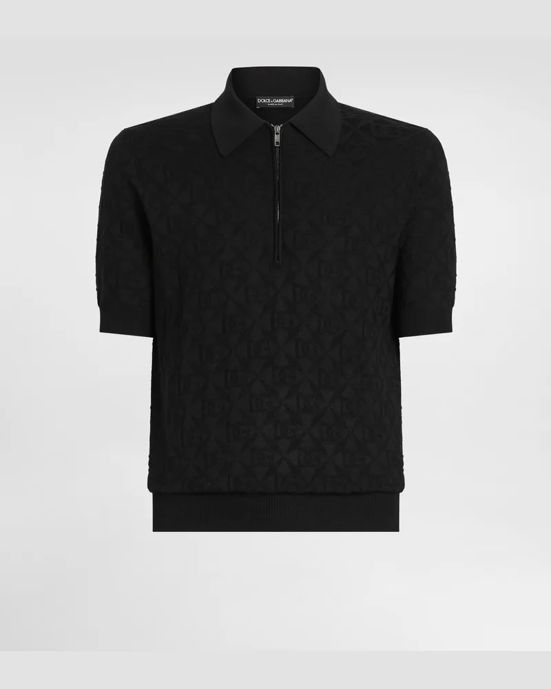 Dolce & Gabbana Polo In Seta Rasata Con Logo - Uomo Maglieria Nero Nero
