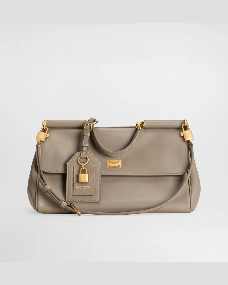 Dolce & Gabbana Borsa A Mano My Sicily In Pelle Di Vitello Plongé - Donna Borse A Mano Beige Beige