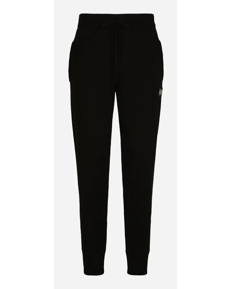 Dolce & Gabbana Pantalone Jogging In Maglia Lana E Cashmere - Uomo Pantaloni E Shorts Nero Lana Nero