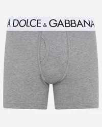 Dolce & Gabbana Boxer Lungo Cotone Bielastico - Uomo Intimo E Loungewear Grigio Cotone Melange