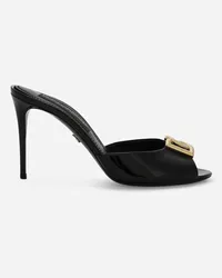 Dolce & Gabbana Mule In Vernice Con Logo Dg - Donna Slide E Mule Nero Pelle Nero