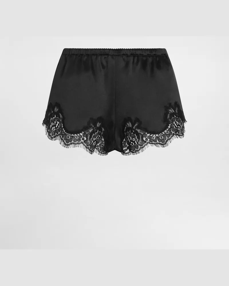 Dolce & Gabbana Shorts Lingerie In Raso Con Pizzo - Donna Intimo Nero Seta Nero