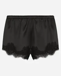 Dolce & Gabbana Shorts Lingerie In Raso Con Pizzo - Donna Intimo Nero Seta Nero