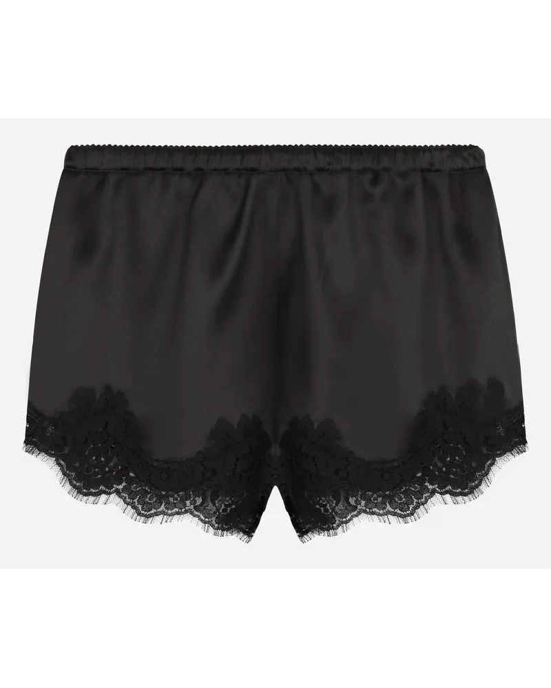 Dolce & Gabbana Shorts Lingerie In Raso Con Pizzo - Donna Intimo Nero Seta Nero