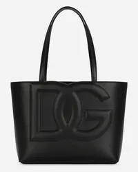 Dolce & Gabbana Shopping Logo Piccola In Pelle Di Vitello - Donna Borse Shopping Nero Pelle Nero