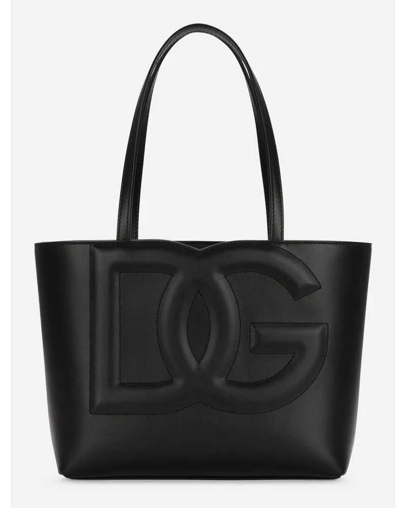 Dolce & Gabbana Shopping Logo Piccola In Pelle Di Vitello - Donna Borse Shopping Nero Pelle Nero