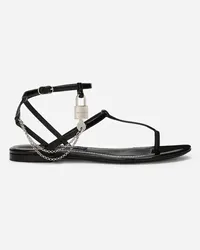 Dolce & Gabbana Sandalo In Vernice - Donna Flat Shoes Nero Pelle Nero