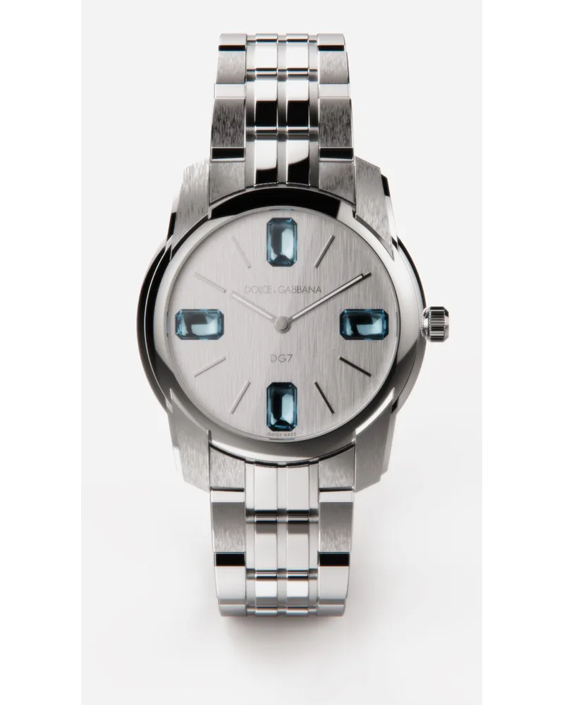 Dolce & Gabbana Orologio Dg7gems In Acciaio Con Topazi Azzurri - Uomo Orologi Acciaio Acciaio