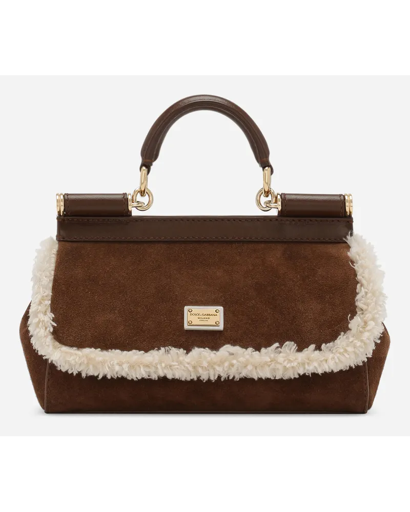 Dolce & Gabbana Borsa A Mano Sicily Piccola - Donna Borse A Mano Marrone Pelle Marrone