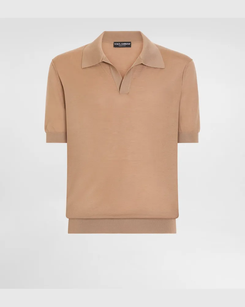 Dolce & Gabbana Polo In Cashmere - Uomo Collection Beige Nocciola