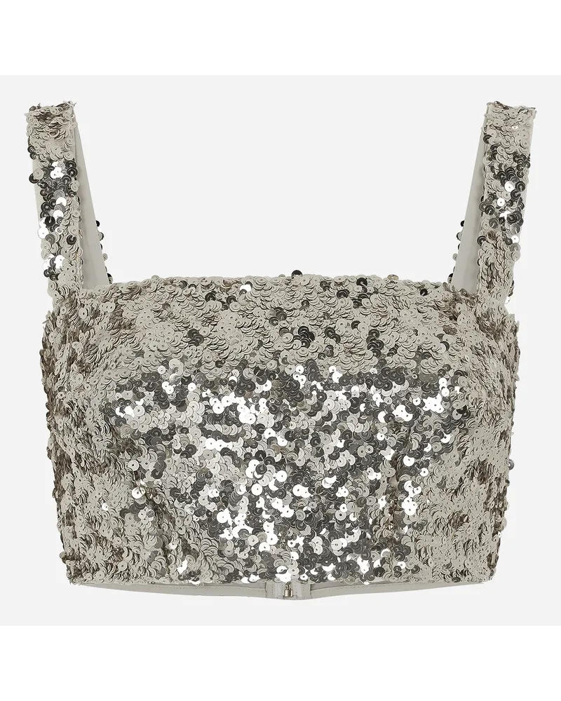 Dolce & Gabbana Top Corto Con Spalline In Paillettes - Donna Camicie E Top Oro Oro