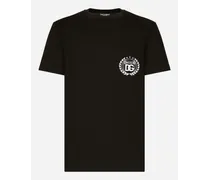 T-shirt In Cotone Con Ricamo Logo Dg Milano - Uomo T-shirts E Polo Nero Jersey