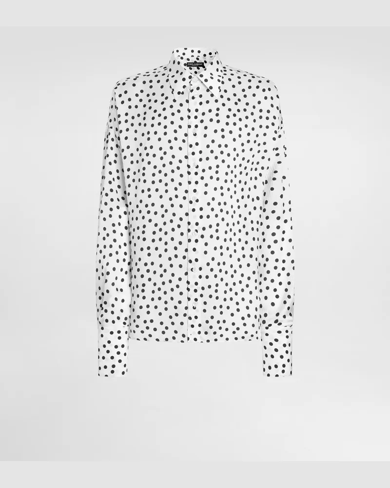 Dolce & Gabbana Camicia In Setina Mossa Stampa Pois - Uomo Camicie Multicolore Multicolore
