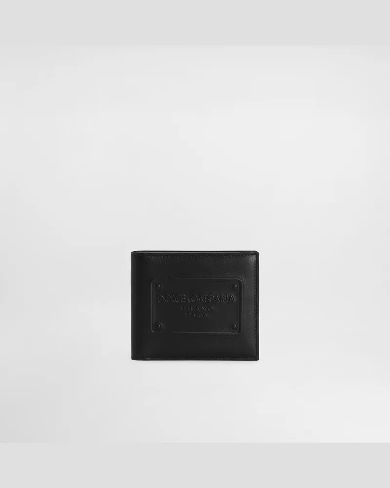 Dolce & Gabbana Portafoglio Bifold In Pelle Di Vitello Con Logo In Rilievo - Uomo Portafogli E Piccola Pelletteria Nero Pelle Nero