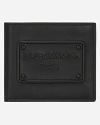 Dolce & Gabbana Portafoglio Bifold In Pelle Di Vitello Con Logo In Rilievo - Uomo Portafogli E Piccola Pelletteria Nero Pelle Nero