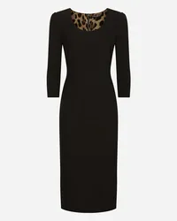 Dolce & Gabbana Woolen Calf-length Dress - Donna Abiti Nero Lana Nero