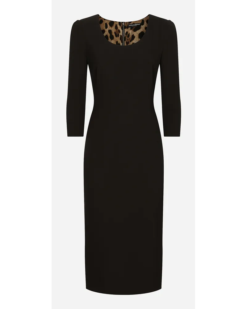 Dolce & Gabbana Woolen Calf-length Dress - Donna Abiti Nero Lana Nero