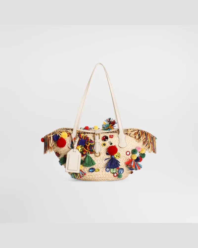 Dolce & Gabbana Coffa Capri Con Ricamo - Donna Borse Shopping Multicolore Multicolore