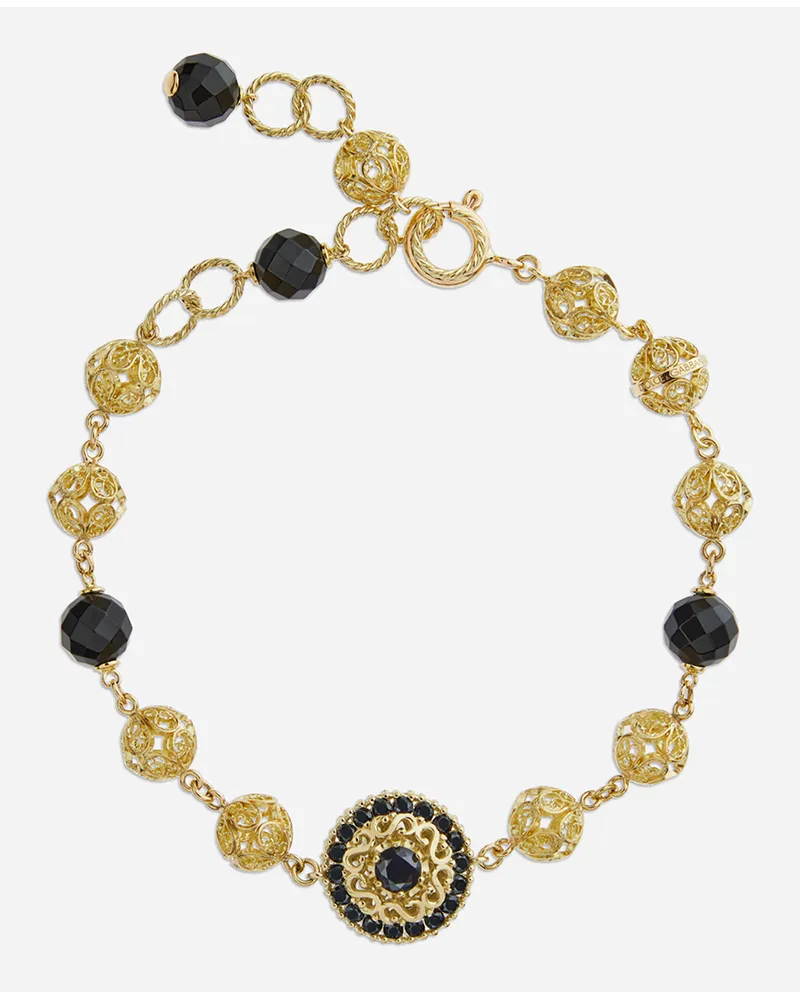 Dolce & Gabbana Bracciale Sicily Oro Giallo 18 Carati, Giade Nere E Zaffiri Neri - Donna Bracciali Oro Oro