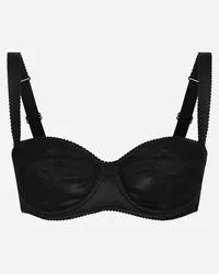 Dolce & Gabbana Reggiseno A Balconcino In Raso Con Pizzo - Donna Intimo Nero Seta Nero