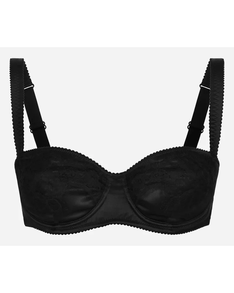 Dolce & Gabbana Reggiseno A Balconcino In Raso Con Pizzo - Donna Intimo Nero Seta Nero