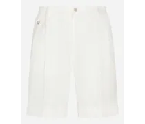 Bermuda In Lino - Uomo Pantaloni E Shorts Bianco Lino