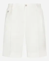 Dolce & Gabbana Bermuda In Lino - Uomo Pantaloni E Shorts Bianco Lino Bianco