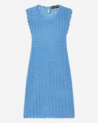 Dolce & Gabbana Abito Corto Senza Maniche In Crochet - Donna Abiti Turchese Cotone Turchese