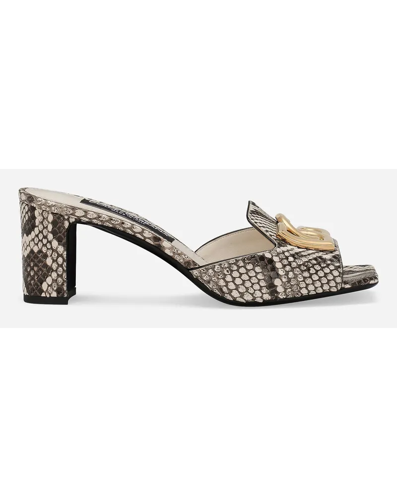 Dolce & Gabbana Mule In Pitone - Donna Slide E Mule Grigio Ghiaccio
