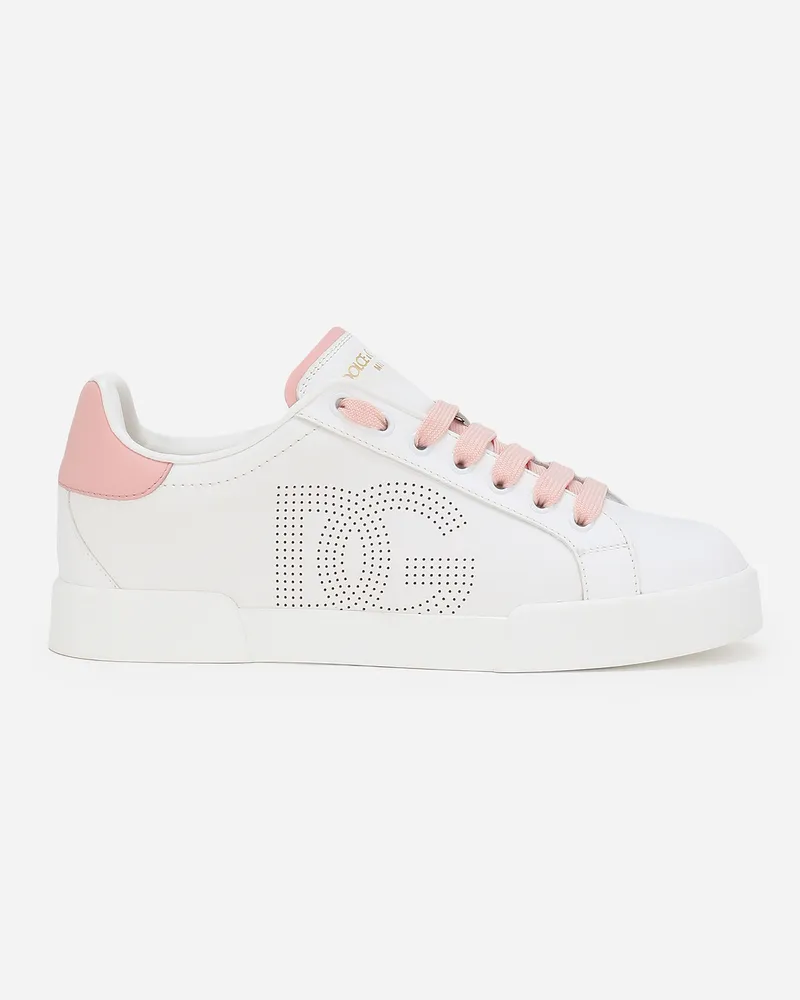 Dolce & Gabbana Sneaker Portofino In Pelle Di Vitello - Donna Sneaker Rosa Bianco