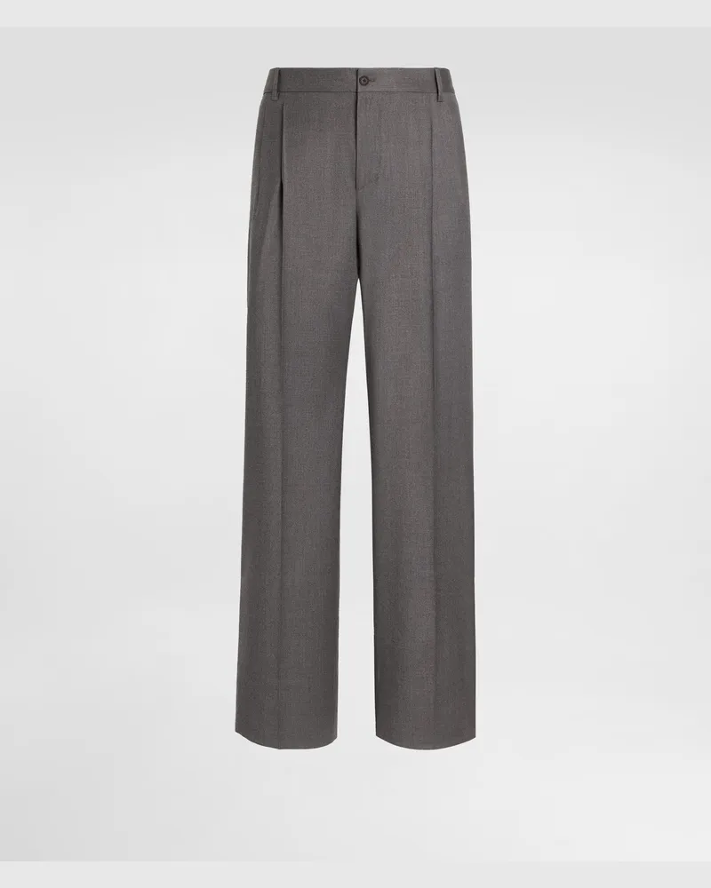 Dolce & Gabbana Pantaloni In Flanella - Uomo Collection Grigio Melange