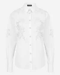 Dolce & Gabbana Poplin Shirt With Lace Openwork - Donna Camicie E Top Bianco Cotone Bianco