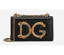 Phone Bag Dg Girls In Vitello Liscio - Donna Borse Mini Micro E Pochette Nero Pelle