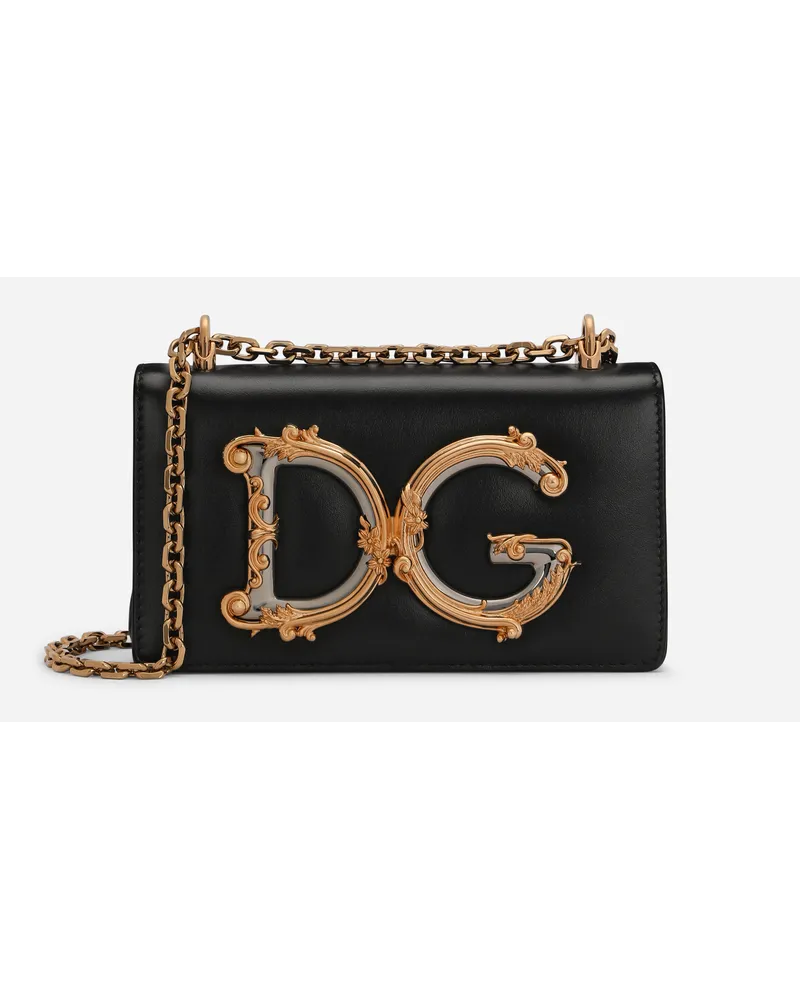 Dolce & Gabbana Phone Bag Dg Girls In Vitello Liscio - Donna Borse Mini Micro E Pochette Nero Pelle Nero