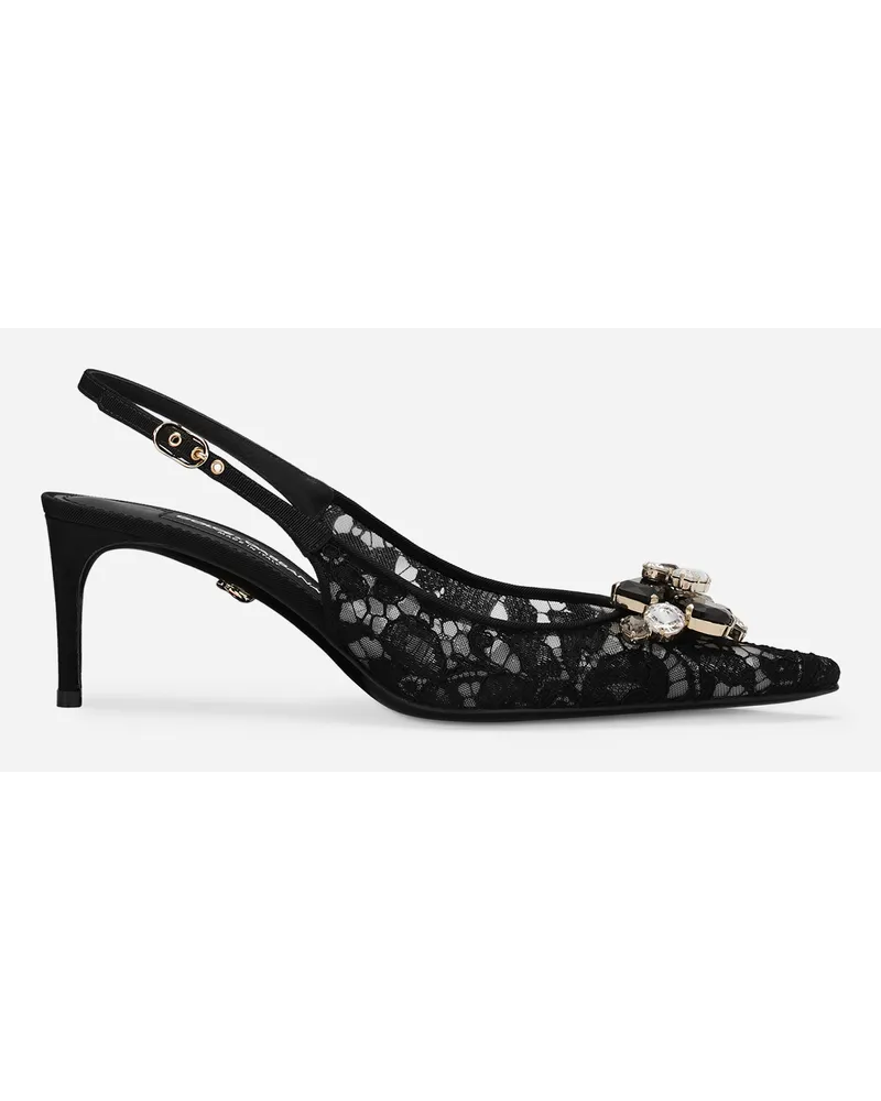 Dolce & Gabbana Slingback Rainbow Lace In Pizzo Lurex - Donna Décolleté E Slingback Nero Pizzo Nero