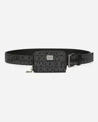 Dolce & Gabbana Cintura Multifunzione In Jacquard Spalmato - Uomo Cinture Multicolore Tessuto Nero